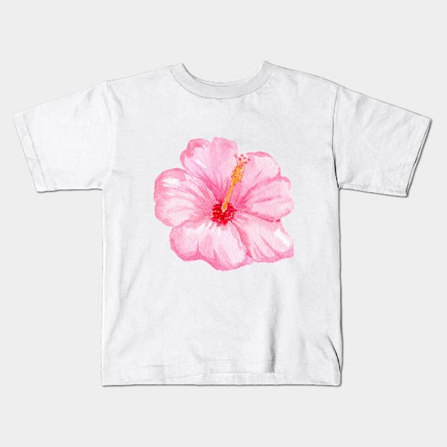 Pink hibiscus flower Kids T-Shirt by DreamLoudArt